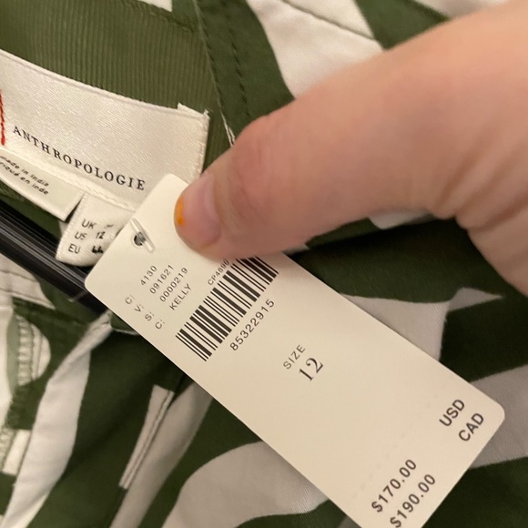 NWT By Anthropologie Long Sleeve Poplin Button Down green and white shirt dress - Picture 8 of 9